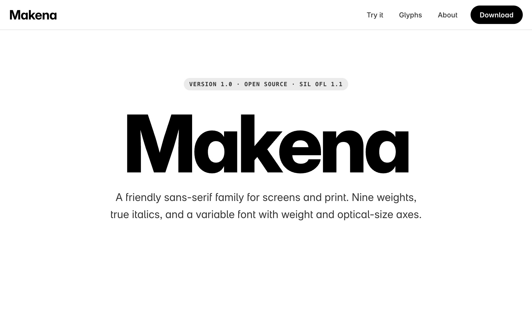 Makena: an open-source sans-serif family with nine weights, italics and a variable font